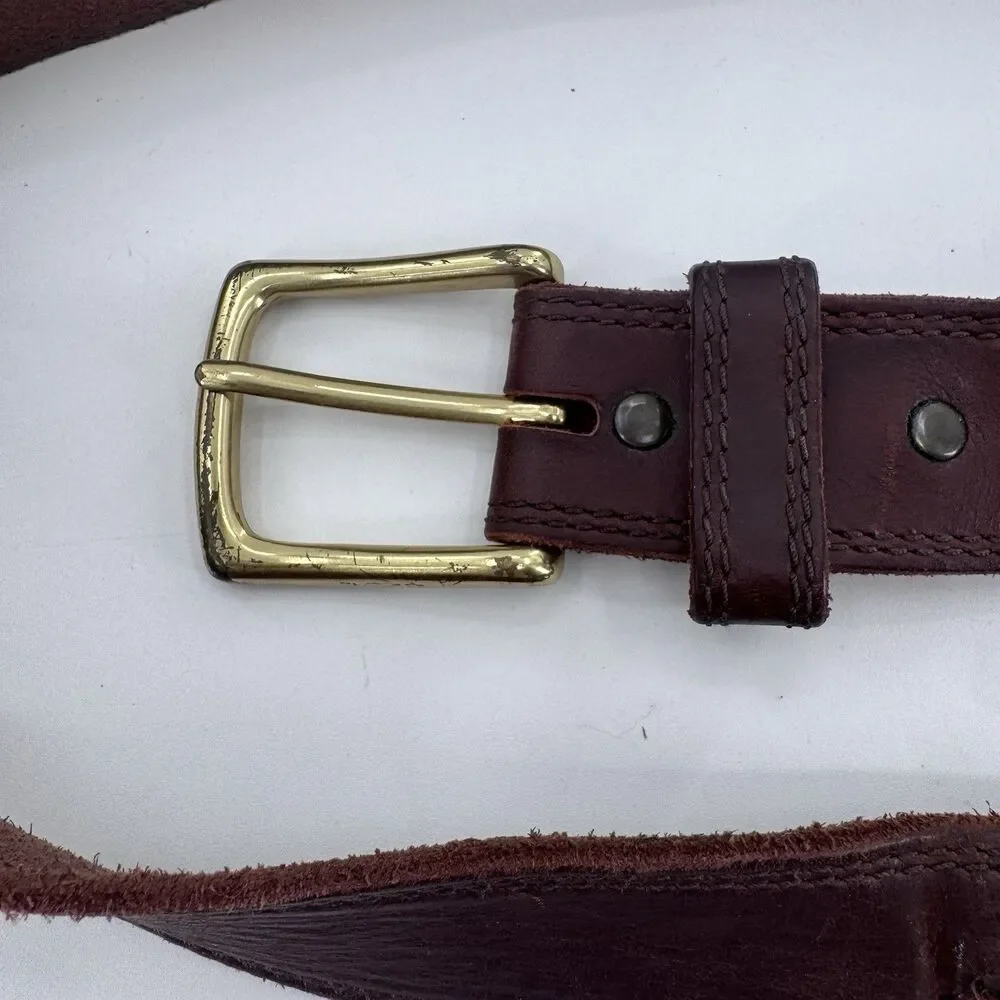 Red Wing Basic Work Belt Mens Size 38 Brown Leather Brass Buckle USA 96524